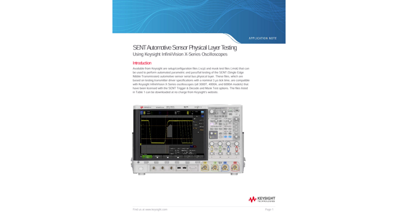 SENT Automotive Sensor Physical Layer Testing Using Keysight InfiniiVision X-Series Oscilloscopes